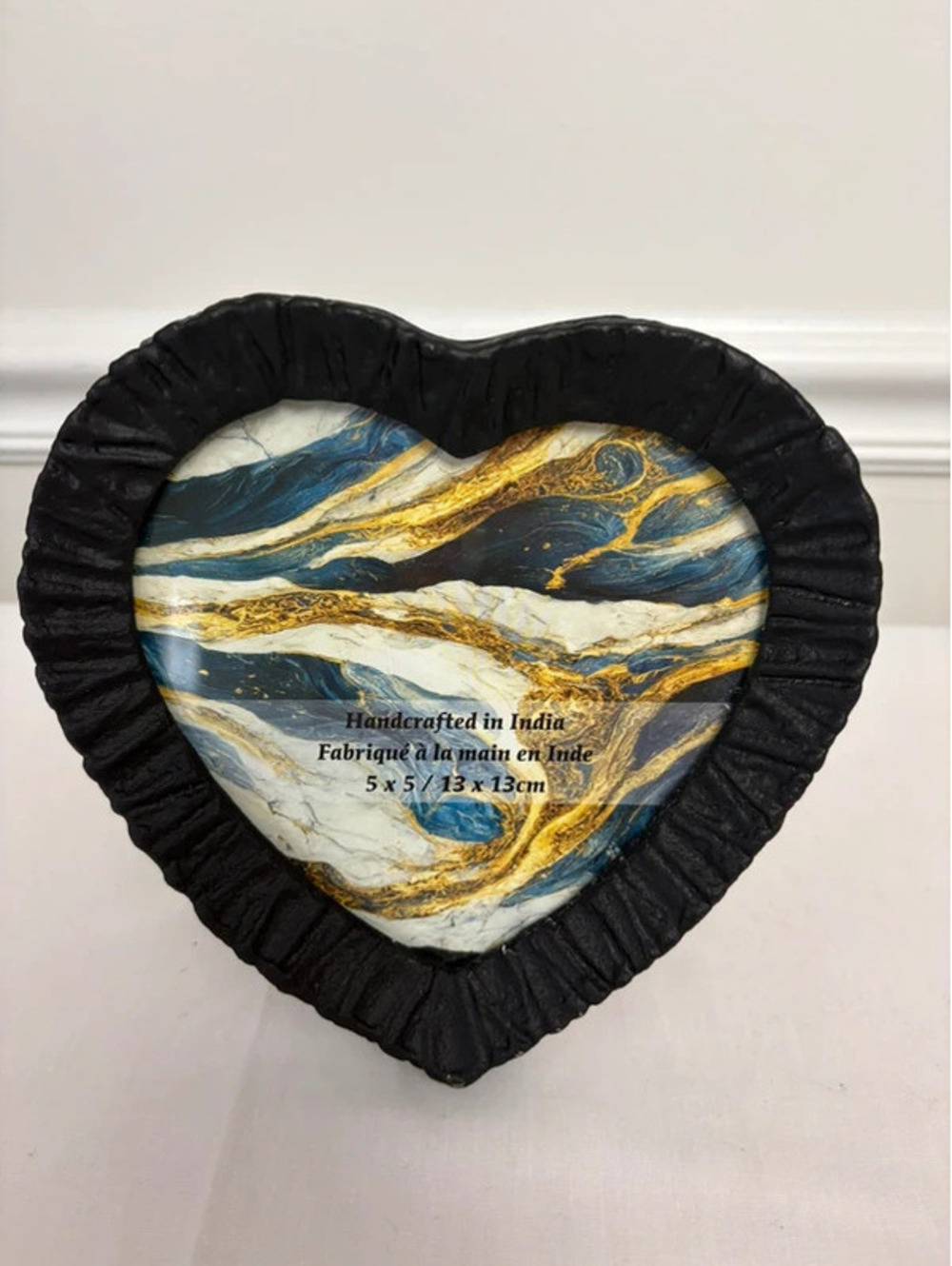 Handcrafted Black Heart Picture Frame 5x5 Textured Boho Gothic Decor